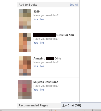 Example of unwanted content on Facebook (2013)